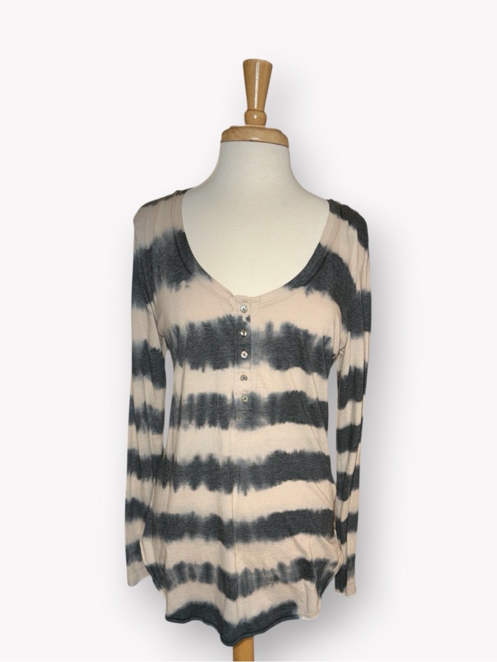 Free People Shiny Slub Radical Tunic Tie-Dye Tunic Black & Cream | Medium